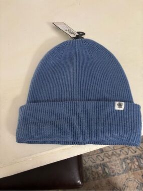 Unisex Alpine Design Blue Knit Cuffed Beanie